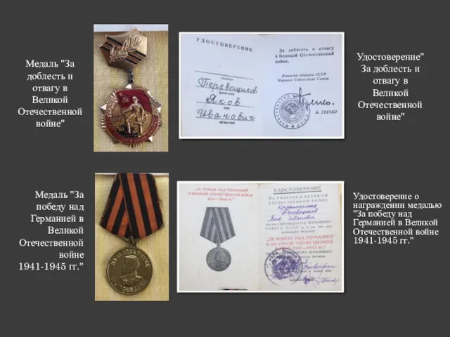 Медаль "За доблесть и отвагу в Великой Отечественной войне" Удостоверение"За доблесть и отвагу