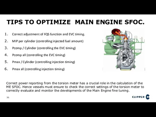 TIPS TO OPTIMIZE MAIN ENGINE SFOC. Correct adjustment of FQS