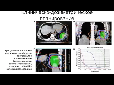 Клиническо-дозиметрическое планирование Для указанных объемов выполняют расчёт доза-гистограмм с использованием