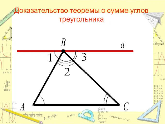 Доказательство теоремы о сумме углов треугольника