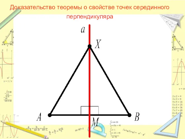 Доказательство теоремы о свойстве точек серединного перпендикуляра