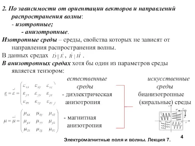 Электромагнитные поля и волны. Лекция 7. 2. По зависимости от