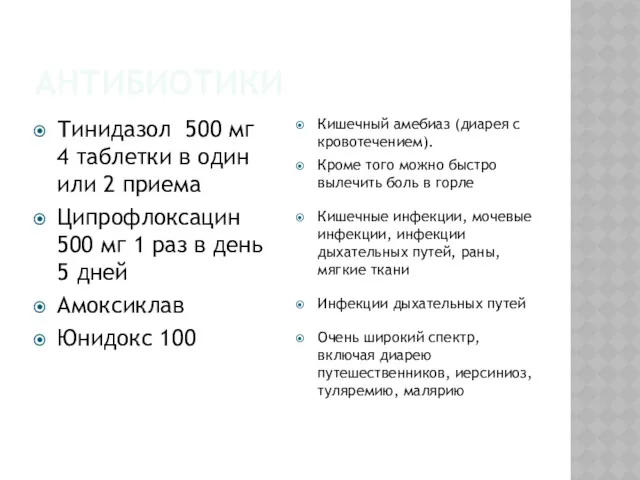 АНТИБИОТИКИ Тинидазол 500 мг 4 таблетки в один или 2