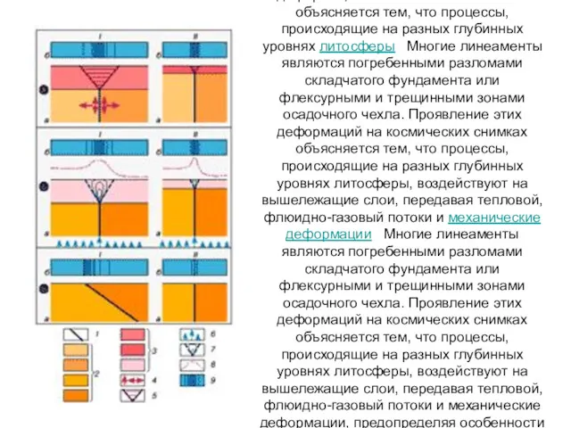 Многие линеаменты Многие линеаменты являются погребенными разломами складчатого фундамента или