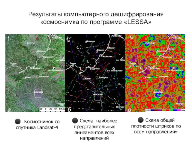 Результаты компьютерного дешифрирования космоснимка по программе «LESSA» ⚫ Космоснимок со