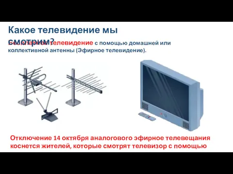 Бесплатное телевидение с помощью домашней или коллективной антенны (Эфирное телевидение). Какое телевидение мы