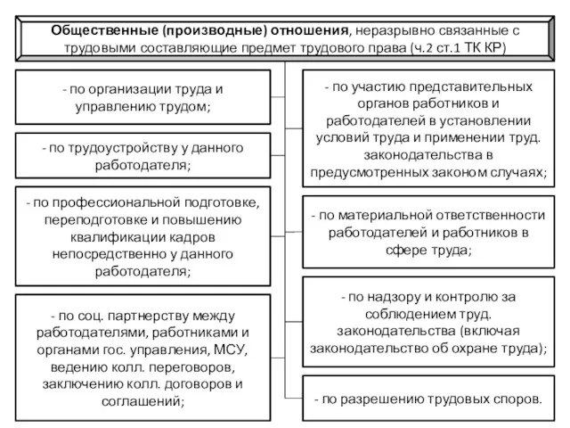 Общественные (производные) отношения, неразрывно связанные с трудовыми составляющие предмет трудового