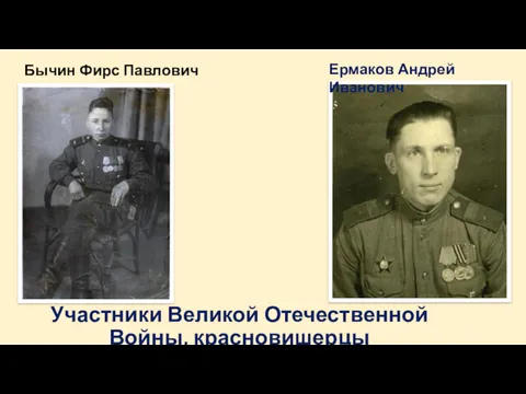 Участники Великой Отечественной Войны, красновишерцы Бычин Фирс Павлович Ермаков Андрей Иванович