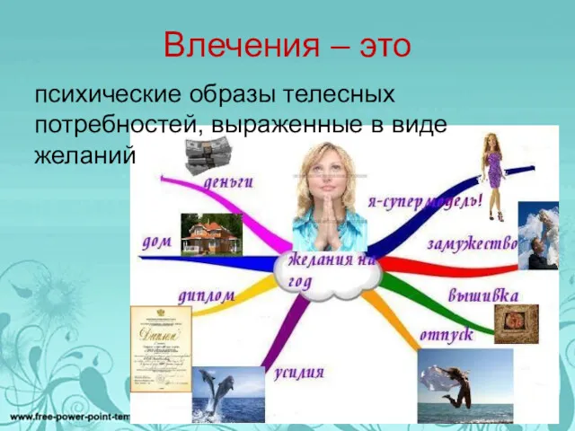 Влечения – это психические образы телесных потребностей, выраженные в виде желаний