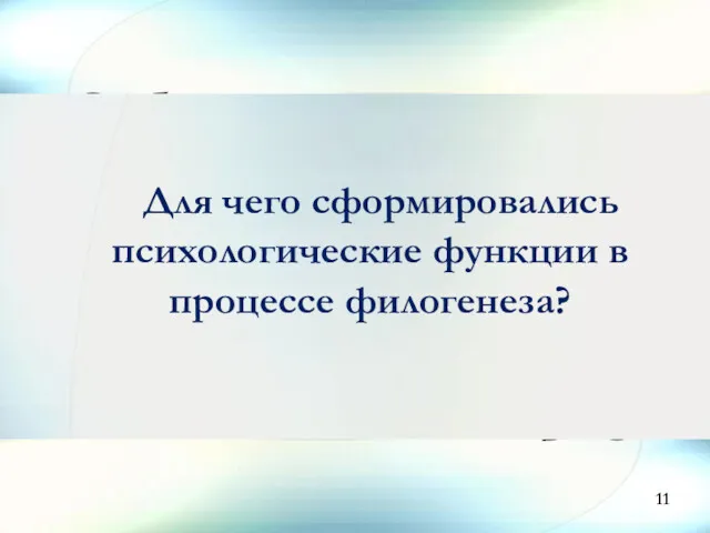 Для чего сформировались психологические функции в процессе филогенеза? 11