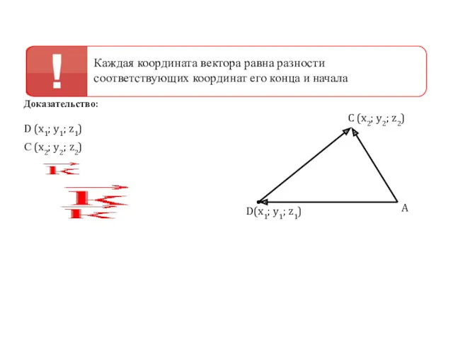 Доказательство: D (x1; y1; z1) С (x2; y2; z2) D(x1;