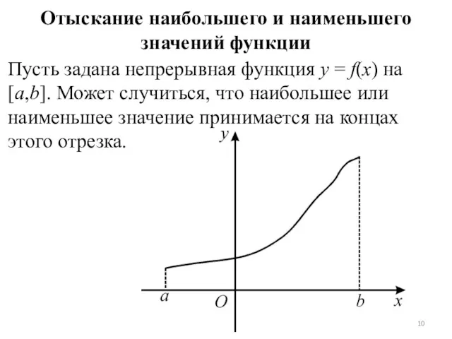 Отыскание наибольшего и наименьшего значений функции Пусть задана непрерывная функция