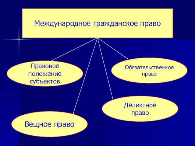 Международное гражданское право Вещное право Обязательственное право Деликтное право Правовое положение субъектов