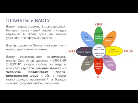 ПЛАНЕТЫ и ВАСТУ Васту – наука о домах. В доме