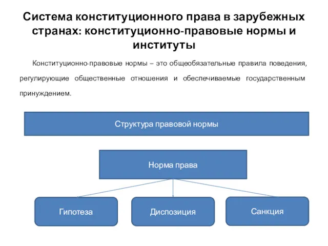 Система конституционного права в зарубежных странах: конституционно-правовые нормы и институты