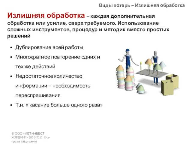 Виды потерь – Излишняя обработка Излишняя обработка – каждая дополнительная