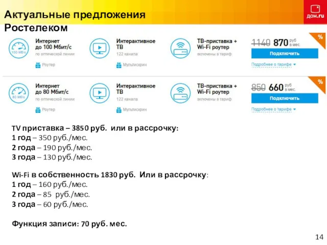 Актуальные предложения Ростелеком TV приставка – 3850 руб. или в