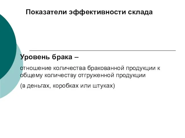 Уровень брака – отношение количества бракованной продукции к общему количеству