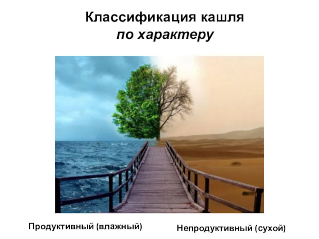 Классификация кашля по характеру Продуктивный (влажный) Непродуктивный (сухой)