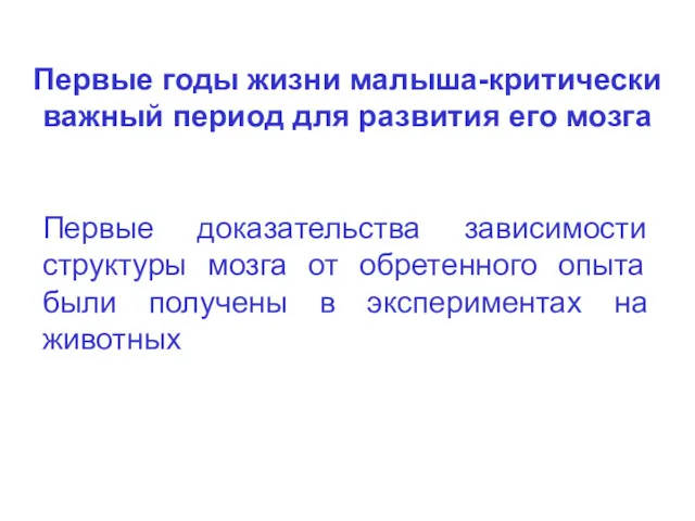 Первые годы жизни малыша-критически важный период для развития его мозга