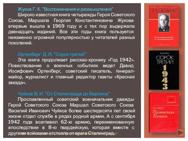 МБУК "Кинельская городская централизованная библиотечная система" Жуков Г. К. "Воспоминания