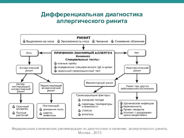 Дифференциальная диагностика аллергического ринита Федеральные клинические рекомендации по диагностике и лечению аллергического ринита, Москва , 2013