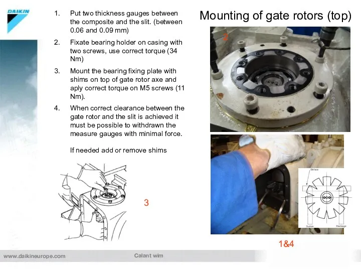 Calant wim Mounting of gate rotors (top) Put two thickness