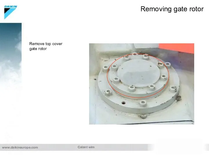 Calant wim Removing gate rotor Remove top cover gate rotor