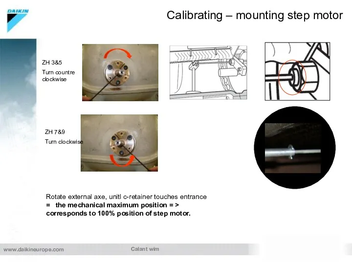 Calant wim Calibrating – mounting step motor Rotate external axe,