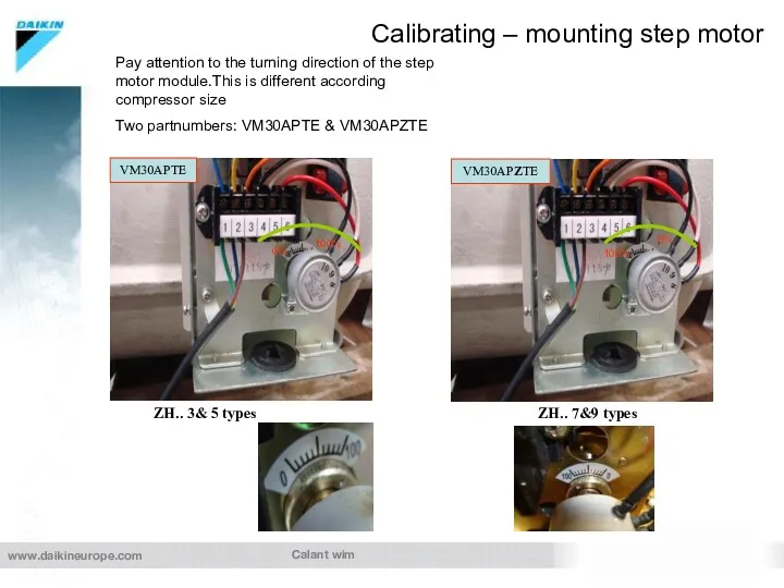 Calant wim Calibrating – mounting step motor ZH.. 3& 5