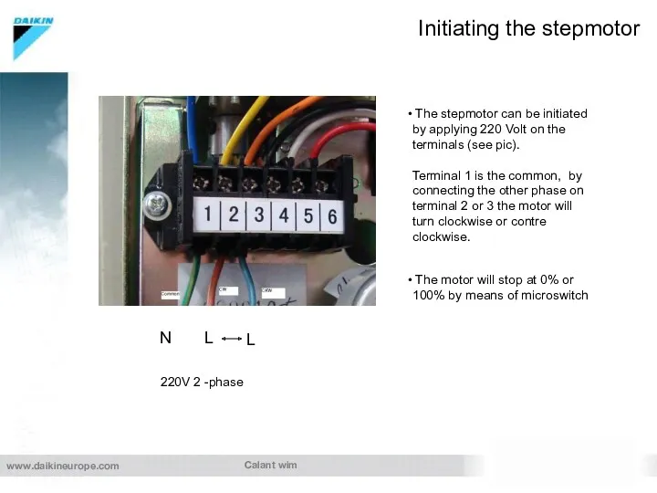 Calant wim Initiating the stepmotor 220V 2 -phase N L