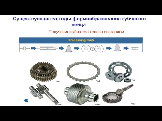 Получение зубчатого колеса спеканием Существующие методы формообразования зубчатого венца