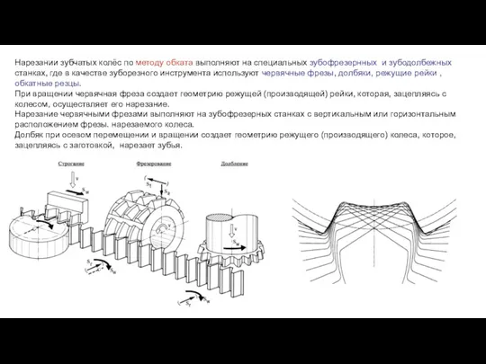 Нарезании зубчатых колёс по методу обката выполняют на специальных зубофрезернных