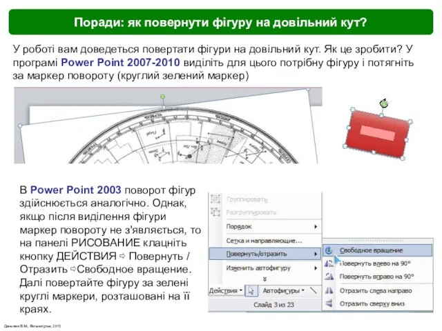 Данилюк В.М., Вільногірськ, 2012 Поради: як повернути фігуру на довільний