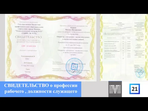 СВИДЕТЕЛЬСТВО о профессии рабочего , должности служащего ПРИЛОЖЕНИЕ К СВИДЕТЕЛЬСТВУ