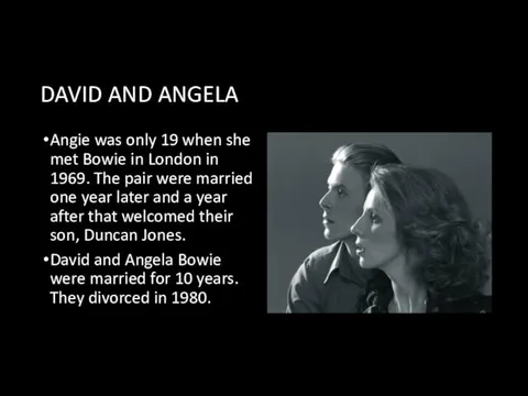 DAVID AND ANGELA Angie was only 19 when she met