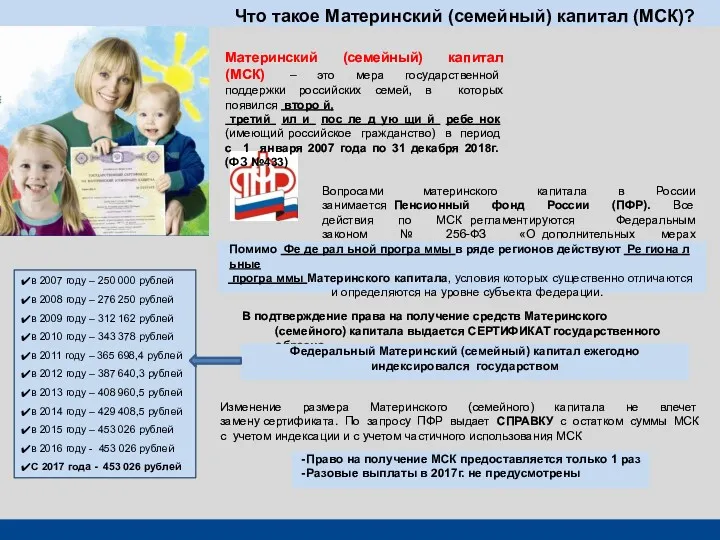 Материнский (семейный) капитал (МСК) – это мера государственной поддержки российских