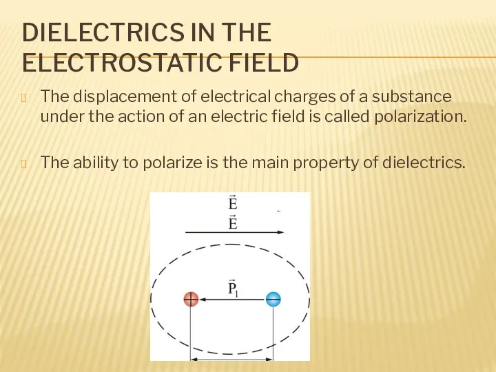 DIELECTRICS IN THE ELECTROSTATIC FIELD The displacement of electrical charges