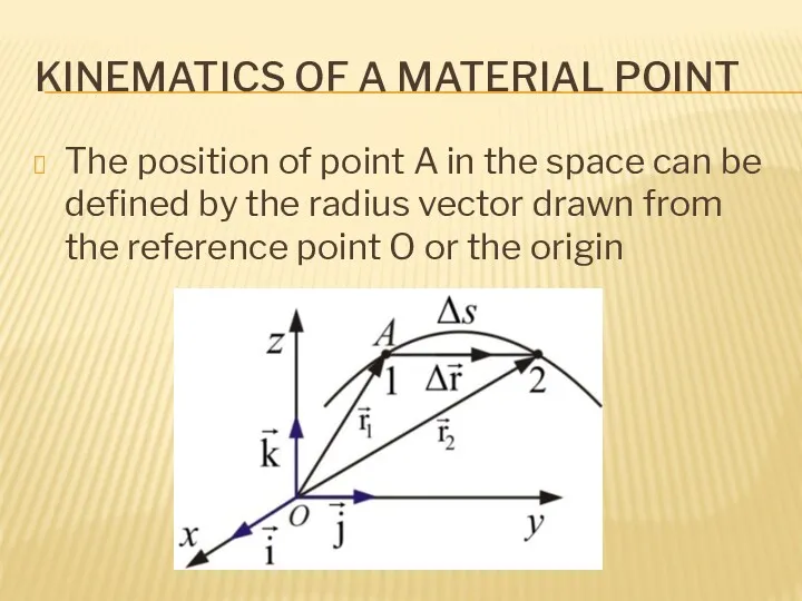 KINEMATICS OF A MATERIAL POINT The position of point A