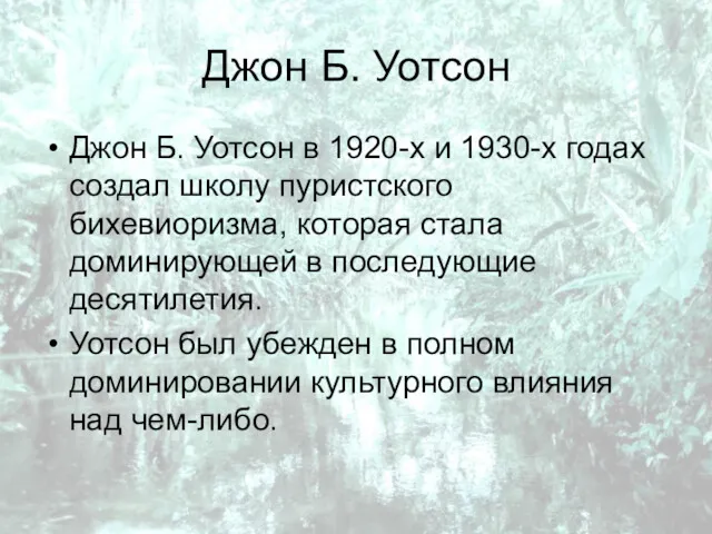 Джон Б. Уотсон Джон Б. Уотсон в 1920-х и 1930-х