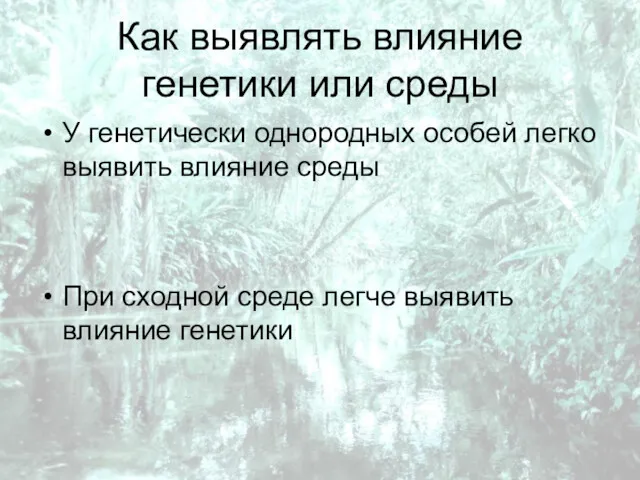 Как выявлять влияние генетики или среды У генетически однородных особей