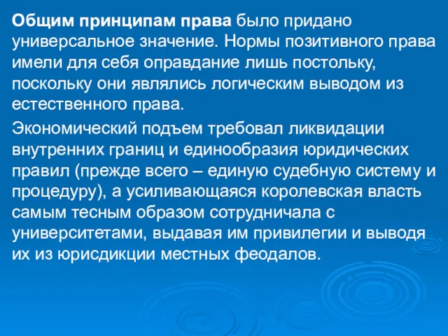 Общим принципам права было придано универсальное значение. Нормы позитивного права