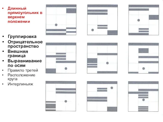 Группировка Отрицательное пространство Внешняя граница Выравнивание по осям Правило третей