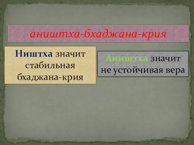 аништха-бхаджана-крия Ништха значит стабильная бхаджана-крия Аништха значит не устойчивая вера