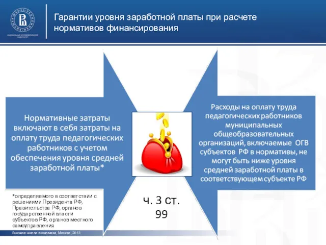 ч. 3 ст. 99 Высшая школа экономики, Москва, 2013 Гарантии