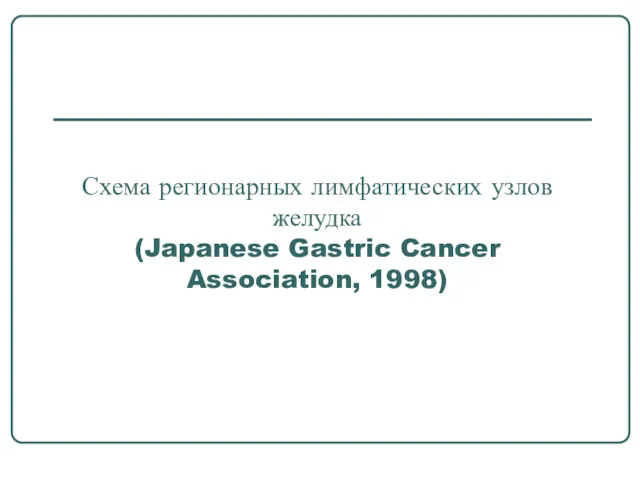 Схема регионарных лимфатических узлов желудка (Japanese Gastric Cancer Association, 1998)