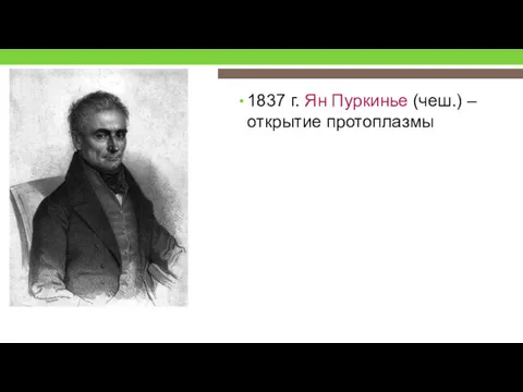 1837 г. Ян Пуркинье (чеш.) – открытие протоплазмы