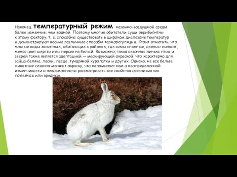 Наконец, температурный режим наземно-воздушной среды более изменчив, чем водной. Поэтому