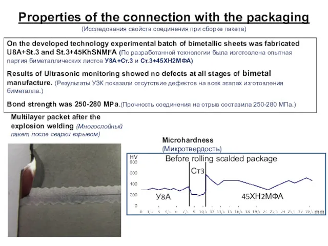 Multilayer packet after the explosion welding (Многослойный пакет после сварки