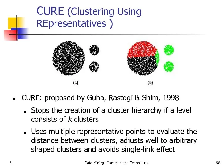 * Data Mining: Concepts and Techniques CURE (Clustering Using REpresentatives